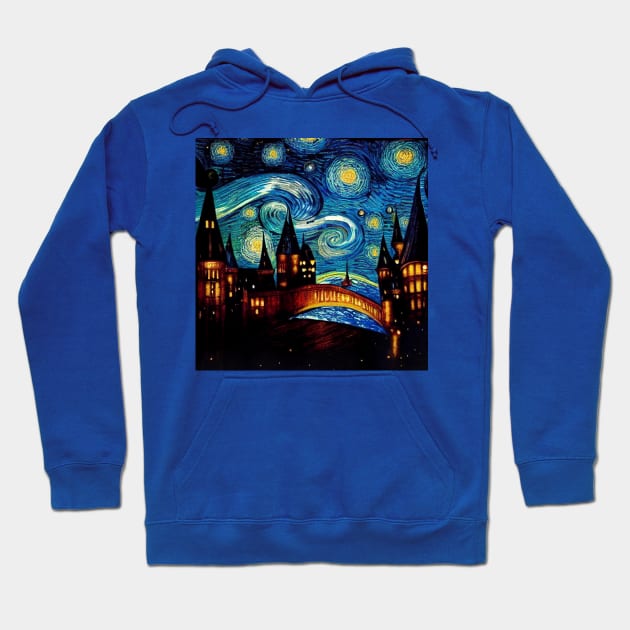 Starry Night Wizarding School Van Gogh Hoodie by Grassroots Green